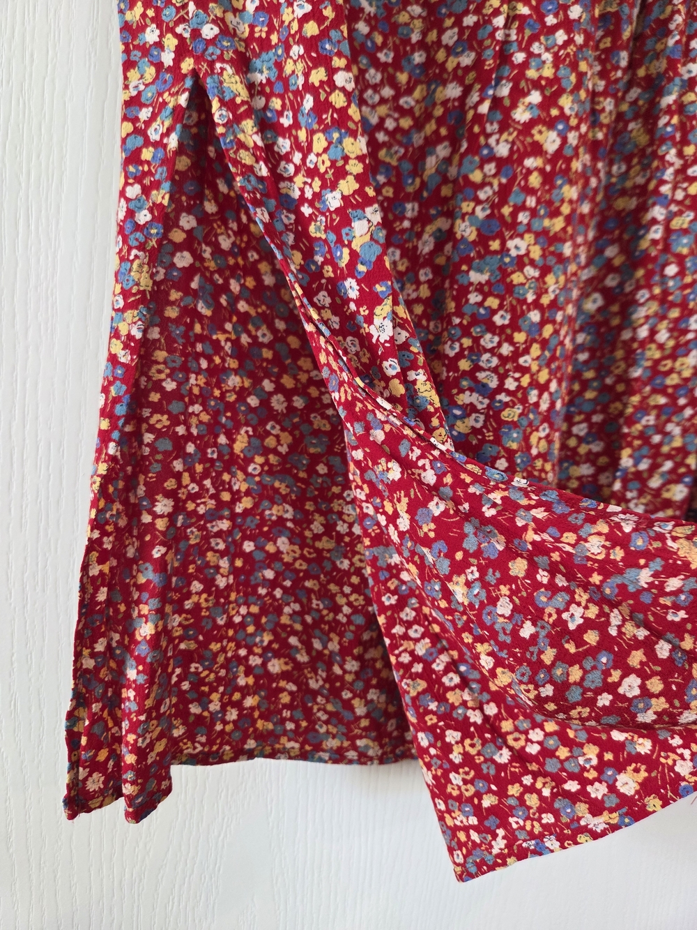 Moda International Early 2000s Red Floral Drawstring Midi Skirt - Picture 3 of 4